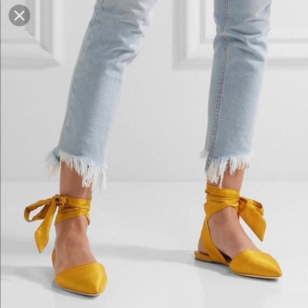 Sam edelman Brandie ankle tie yellow flats